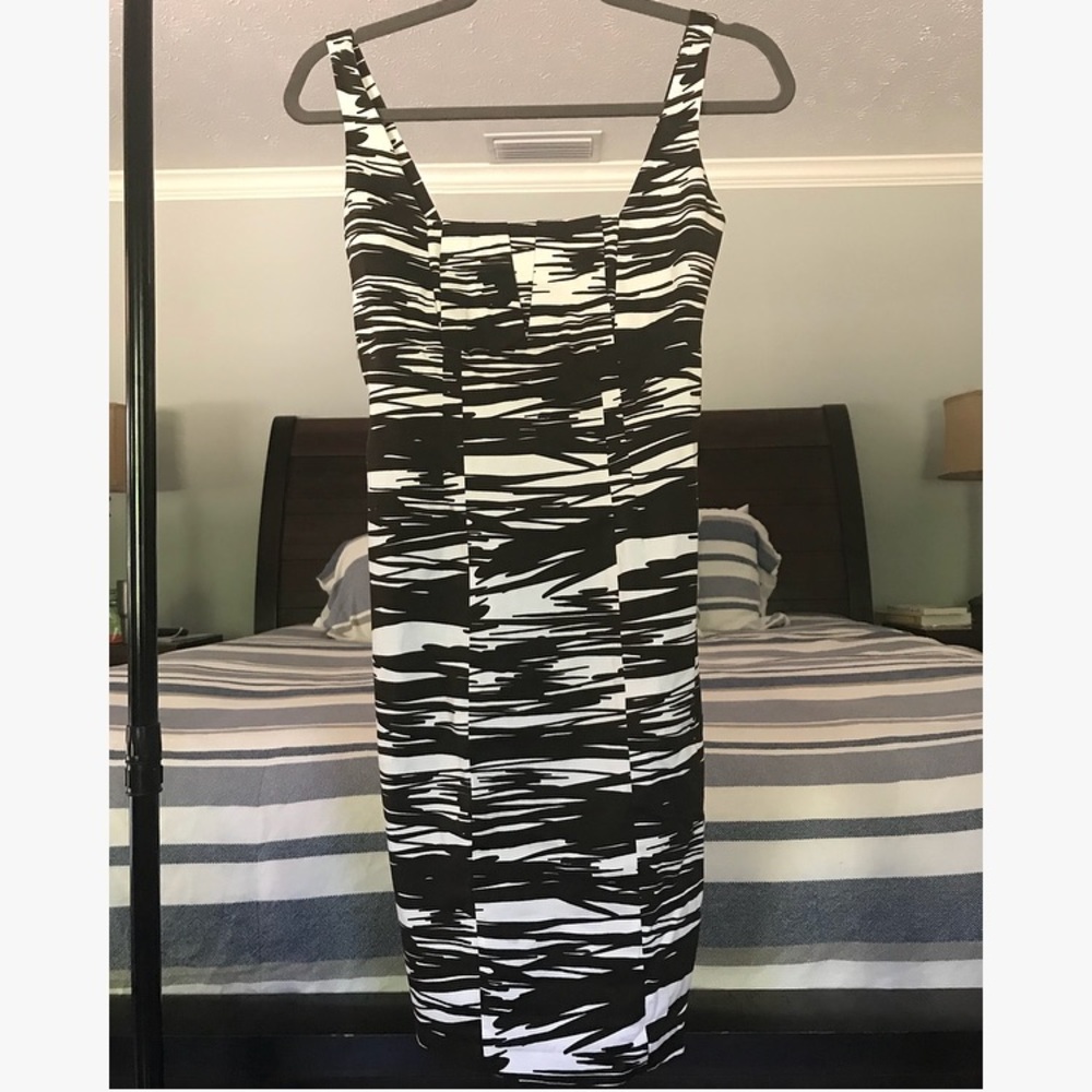 Calvin Klein dress - white/brown zebra stripe